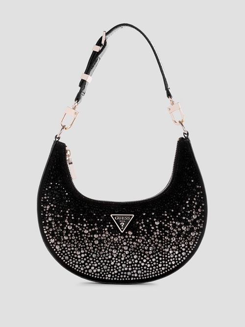 Guess Lua Rhinestone Shoulder Bag Zwart | GUESS-SN29088