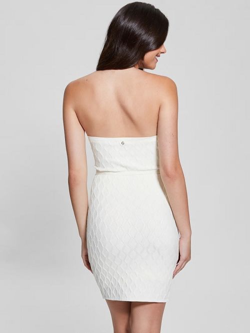 Guess Lucia Belted Wavy Sweater Dress Wit | GUESS-SN26825