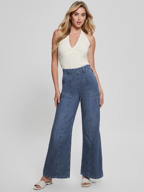 Guess Lucia Wavy Sweater Halter Top Wit | GUESS-SN27853