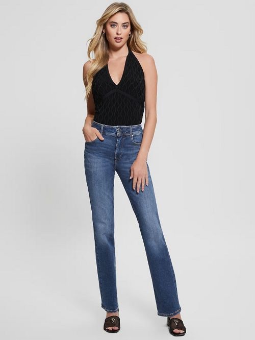 Guess Lucia Wavy Sweater Halter Top Zwart | GUESS-SN27832