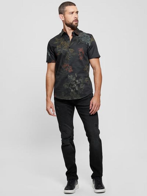 Guess Luxe Dark Floral Shirt Zwart | GUESS-SN31292