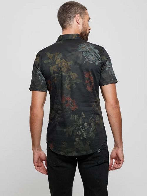 Guess Luxe Dark Floral Shirt Zwart | GUESS-SN31292