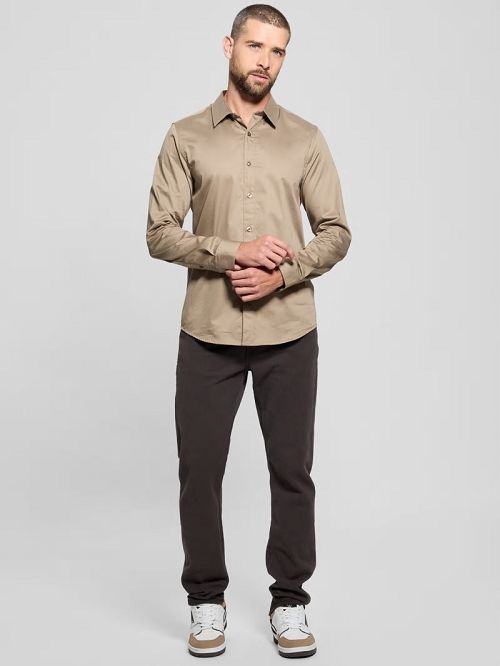 Guess Luxe Stretch Shirt Beige | GUESS-SN31321