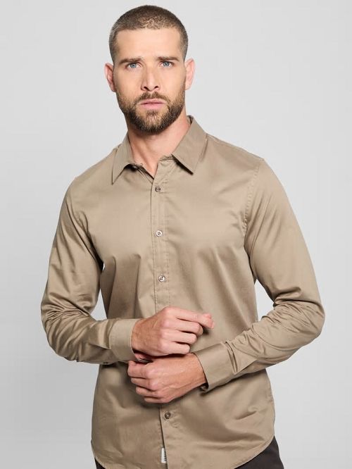 Guess Luxe Stretch Shirt Beige | GUESS-SN31321