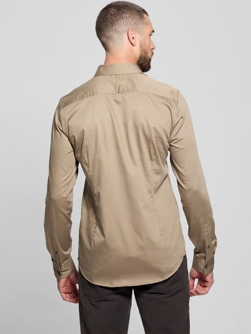 Guess Luxe Stretch Shirt Beige | GUESS-SN31321