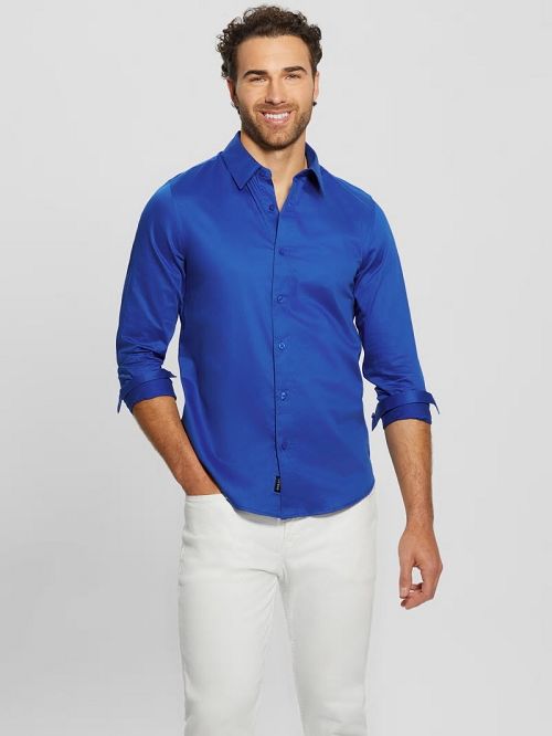 Guess Luxe Stretch Shirt Blauw | GUESS-SN31262