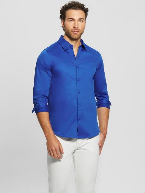 Guess Luxe Stretch Shirt Blauw | GUESS-SN31262