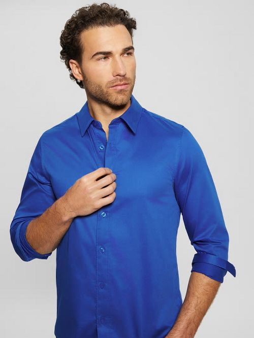 Guess Luxe Stretch Shirt Blauw | GUESS-SN31262