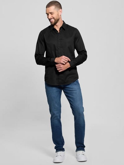 Guess Luxe Stretch Shirt Zwart | GUESS-SN31289