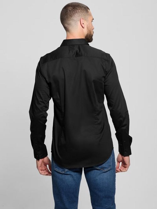 Guess Luxe Stretch Shirt Zwart | GUESS-SN31289