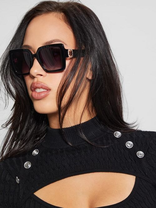 Guess Lyla Oversize Square Sunglasses Zwart | GUESS-SN30084