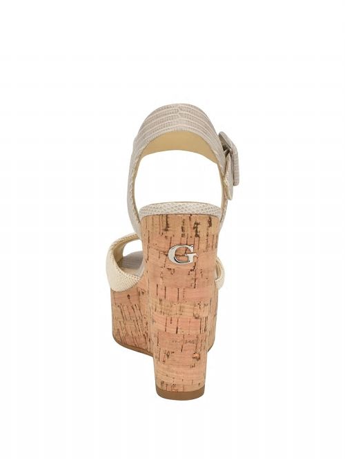 Guess Lyrica Linen Wedges Beige | GUESS-SN29638