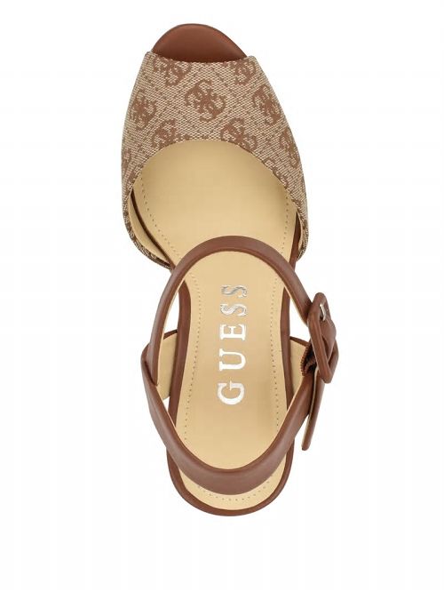 Guess Lyrica Linen Wedges Bruin | GUESS-SN29656