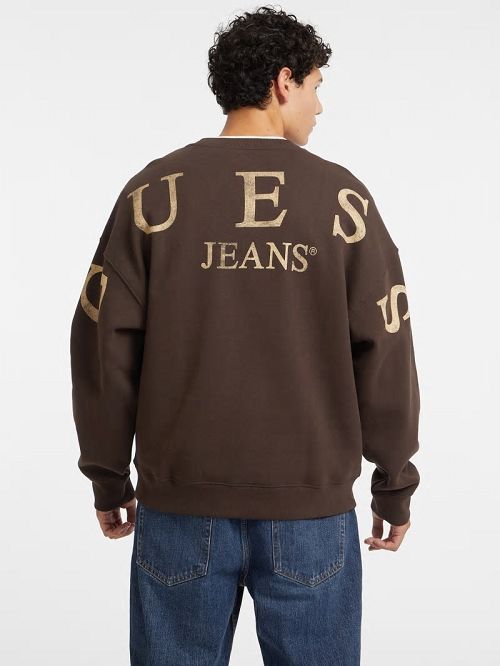 Guess Macro Logo Crewneck Sweatshirt Bruin | GUESS-SN30987