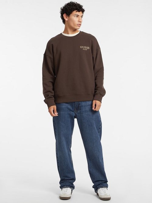 Guess Macro Logo Crewneck Sweatshirt Bruin | GUESS-SN30987