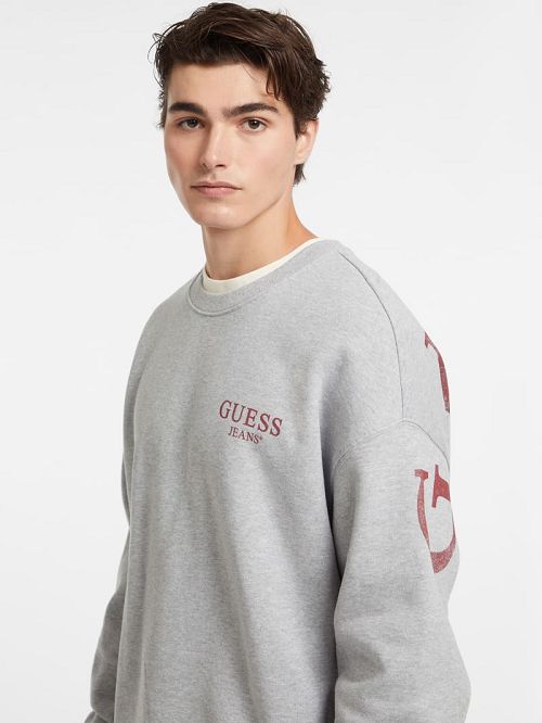 Guess Macro Logo Crewneck Sweatshirt Grijs | GUESS-SN30998