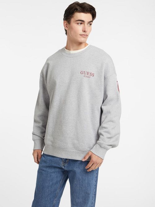 Guess Macro Logo Crewneck Sweatshirt Grijs | GUESS-SN30998