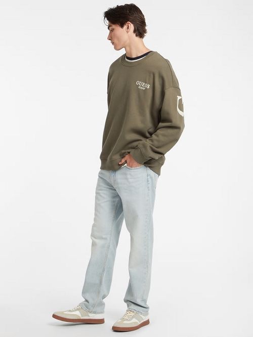 Guess Macro Logo Crewneck Sweatshirt Groen | GUESS-SN30889