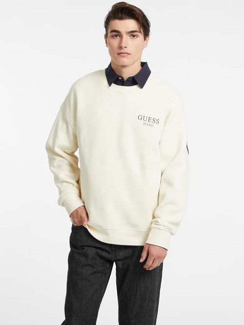 Guess Macro Logo Crewneck Sweatshirt Wit | GUESS-SN30988