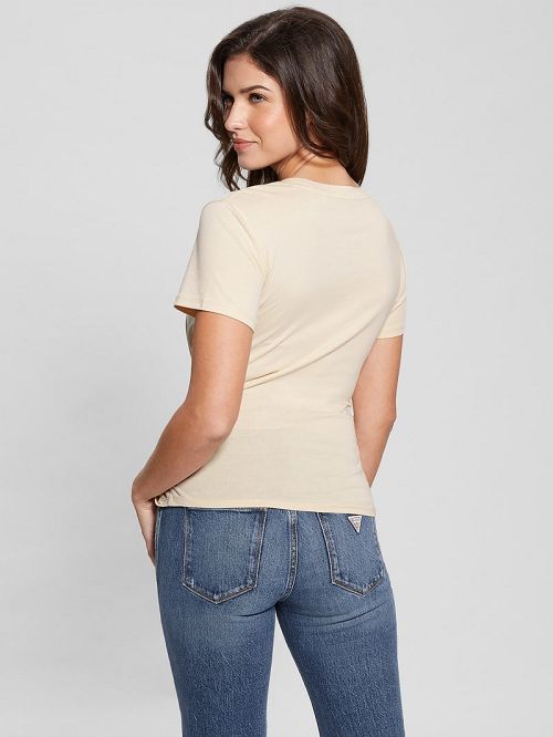 Guess Manga Girl Lace-Up Tee Beige | GUESS-SN27361