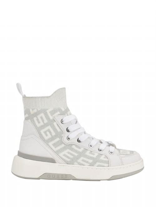 Guess Mannen Logo Knit High-Top Sneakers Wit | GUESS-SN29533