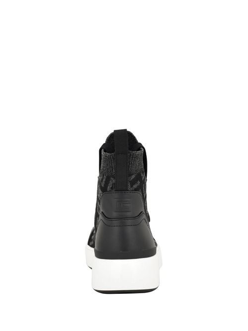 Guess Mannen Logo Knit High-Top Sneakers Zwart | GUESS-SN29552