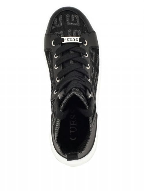 Guess Mannen Logo Knit High-Top Sneakers Zwart | GUESS-SN29552