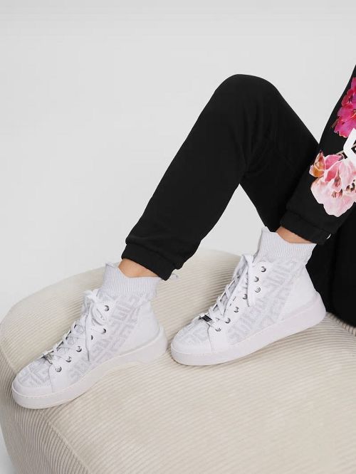 Guess Manney Knit Logo High-Top Sneakers Wit | GUESS-SN29511