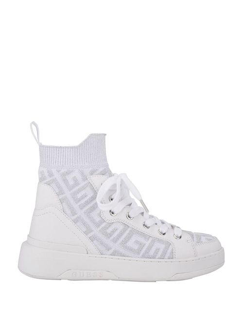 Guess Manney Knit Logo High-Top Sneakers Wit | GUESS-SN29511