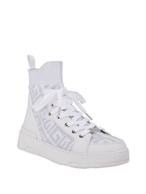 Guess Manney Knit Logo High-Top Sneakers Wit | GUESS-SN29511