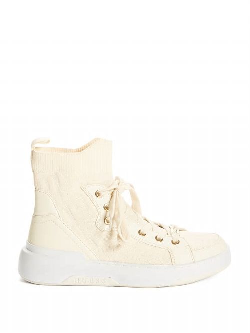 Guess Manney Knit Logo High-Top Sneakers Wit | GUESS-SN29512