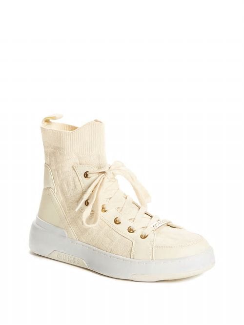 Guess Manney Knit Logo High-Top Sneakers Wit | GUESS-SN29512