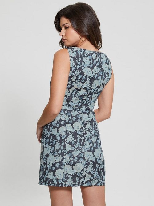 Guess Margaux Floral Denim Dress Blauw | GUESS-SN27013