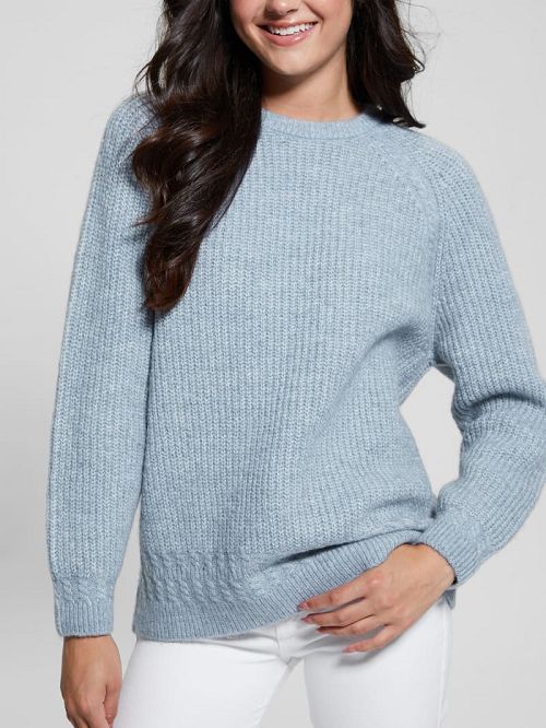 Guess Margot Cable-Knit Sweater Blauw | GUESS-SN27708