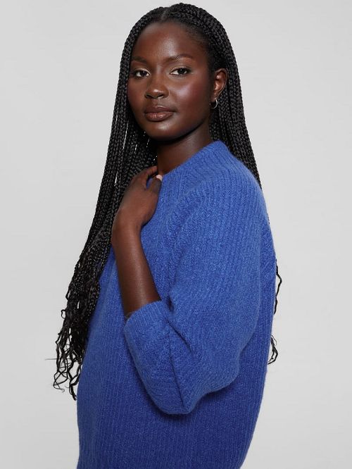 Guess Margot Cable-Knit Sweater Blauw | GUESS-SN27765
