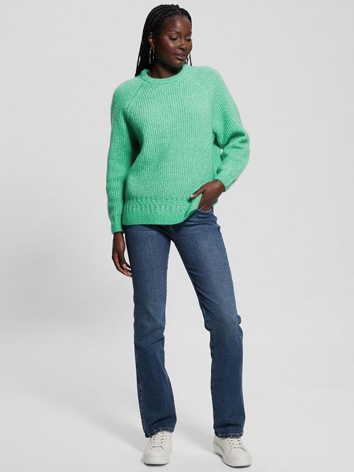Guess Margot Cable-Knit Sweater Groen | GUESS-SN27697