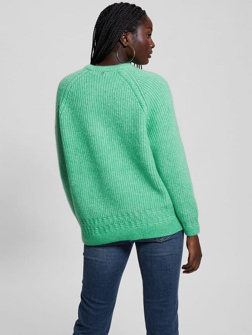 Guess Margot Cable-Knit Sweater Groen | GUESS-SN27697
