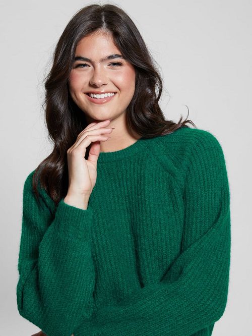 Guess Margot Cable-Knit Sweater Groen | GUESS-SN27706