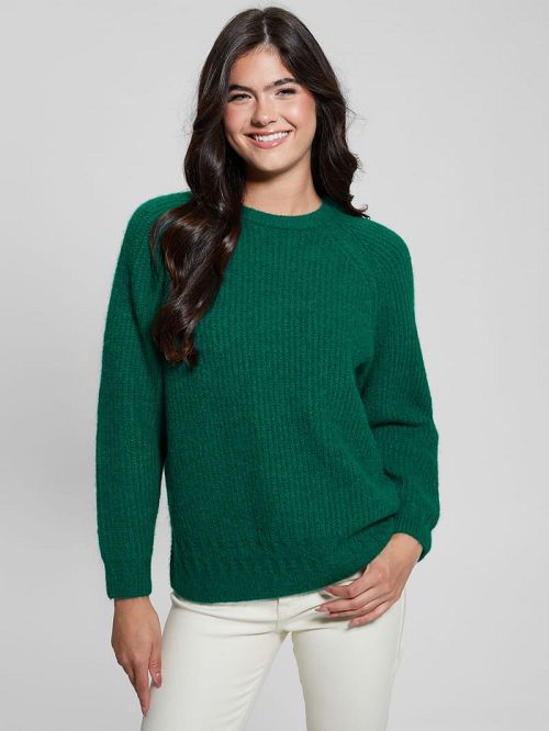 Guess Margot Cable-Knit Sweater Groen | GUESS-SN27706