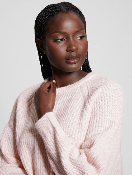 Guess Margot Cable-Knit Sweater Roze | GUESS-SN27683