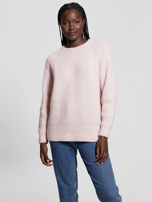 Guess Margot Cable-Knit Sweater Roze | GUESS-SN27683