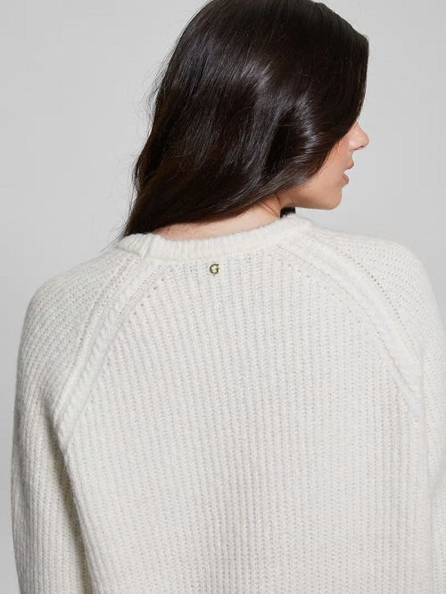 Guess Margot Cable-Knit Sweater Wit | GUESS-SN27709