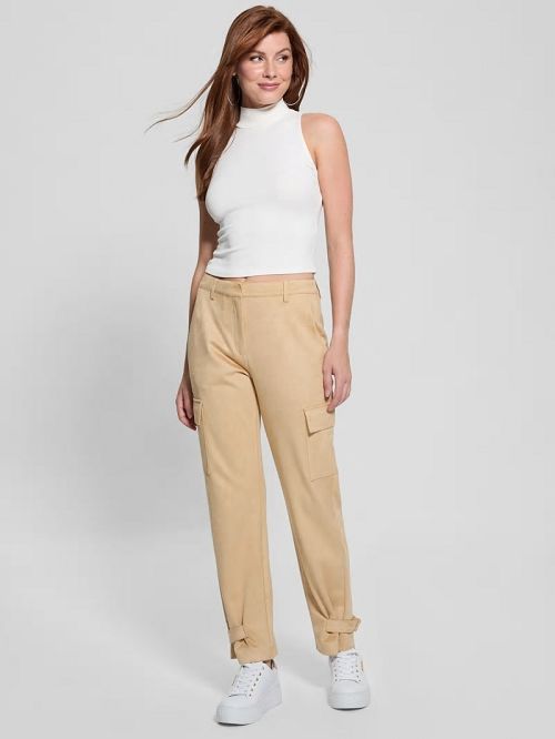 Guess Mariza Faux-Suede Cargo Pants Beige | GUESS-SN28306