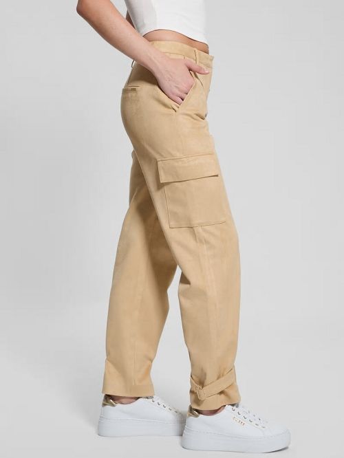 Guess Mariza Faux-Suede Cargo Pants Beige | GUESS-SN28306