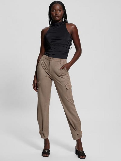 Guess Mariza Faux-Suede Cargo Pants Bruin | GUESS-SN28318