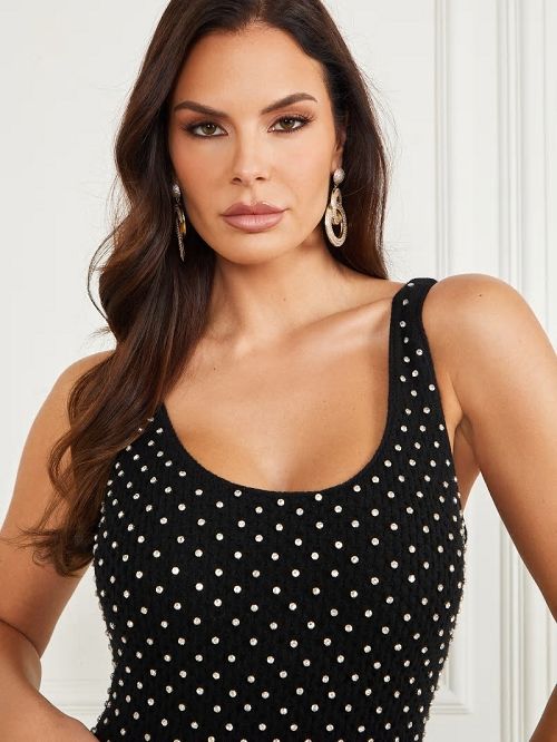 Guess Marylin Sequin Dress Zwart | GUESS-SN26983