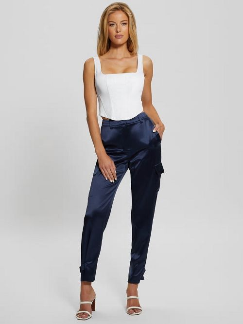 Guess Marzia Satin Joggers Blauw | GUESS-SN28325