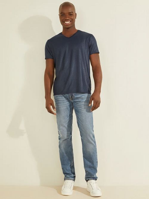 Guess Mason V-Neck Tee Blauw | GUESS-SN30539