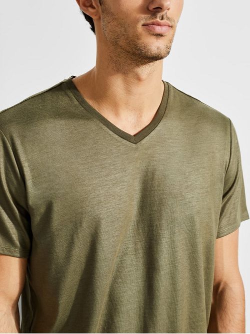 Guess Mason V-Neck Tee Groen | GUESS-SN30585