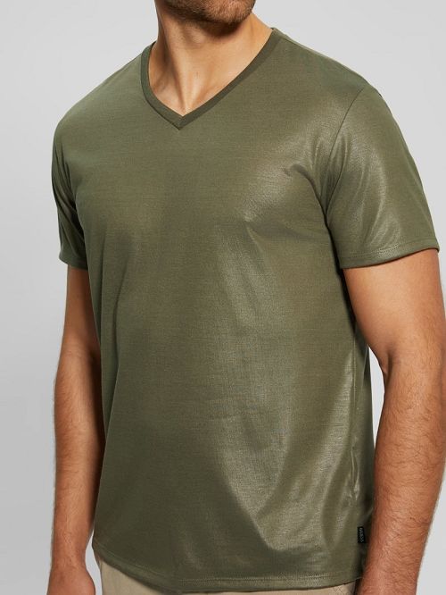 Guess Mason Yoke V-Neck Tee Groen | GUESS-SN30536